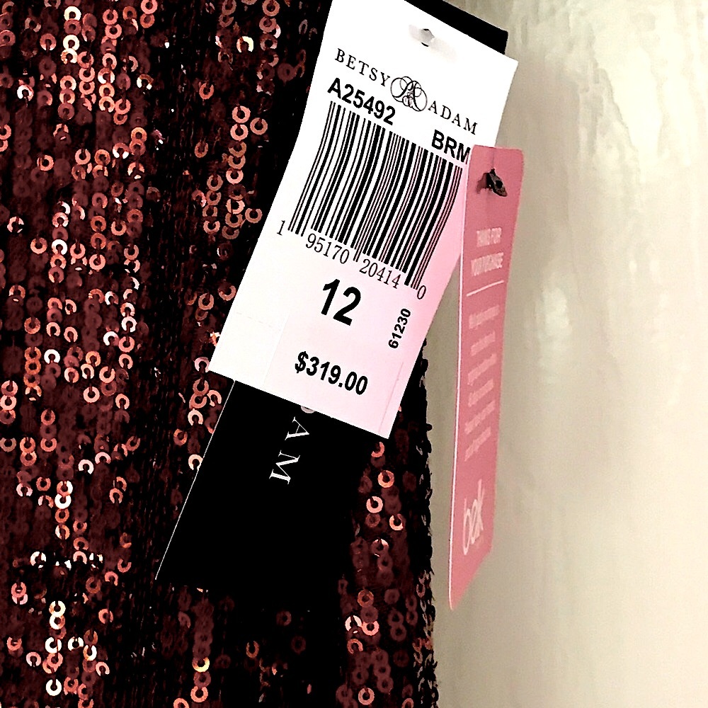 Betsy and Adam sequined one shoulder gown